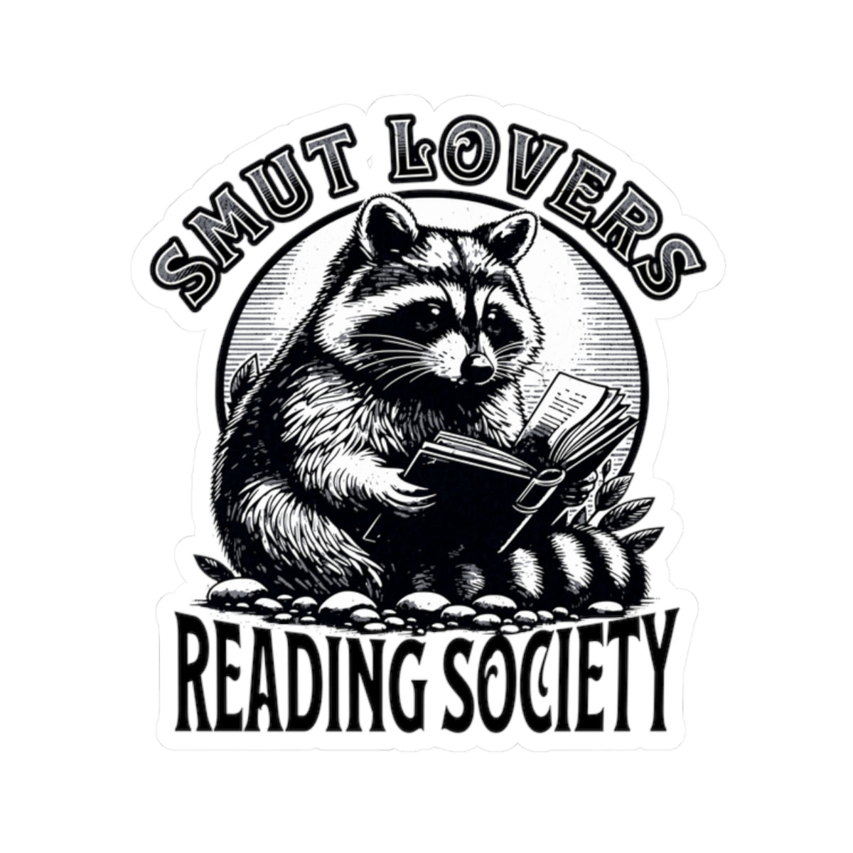 Funny Romance Book Lover Cute Raccoon Reading Society Sticker