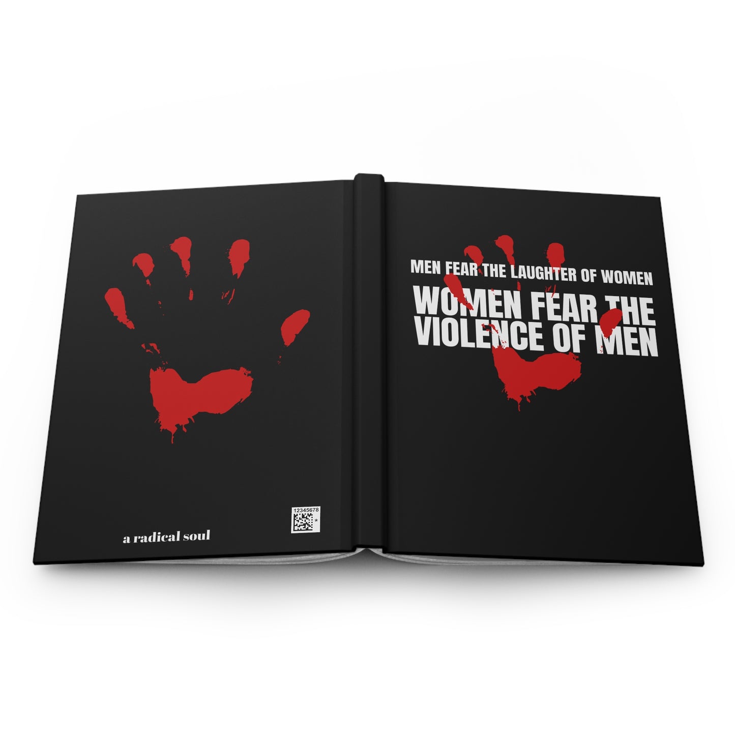 "Men Fear the Laughter of Women. Women Fear the Violence of Men" Feminist Hardcover Notebook