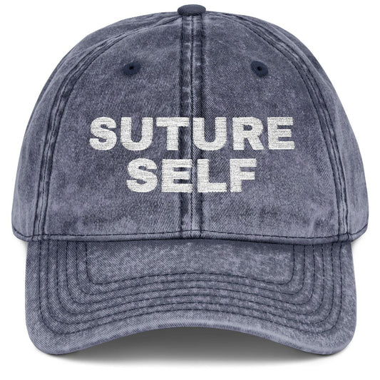 "Suture Self" — Personalized Medical Staff Vintage Cap, Name on the Back