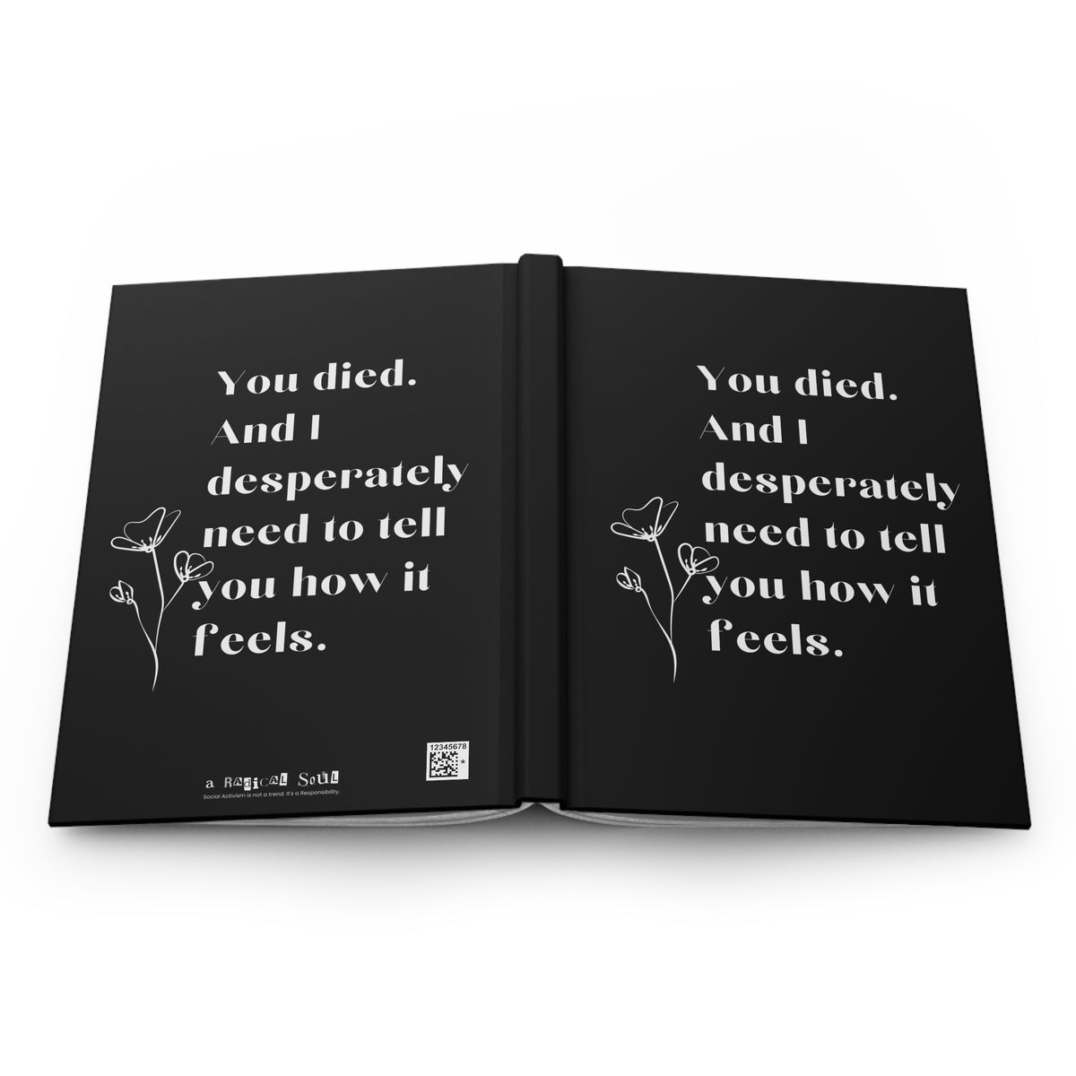 Grief Hardcover Journal, Black Sympathy Notebook
