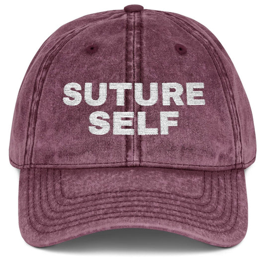 "Suture Self" — Personalized Medical Staff Vintage Cap, Name on the Back