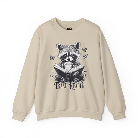 "Trash Reader" — Raccoon Book Lover Sweatshirt