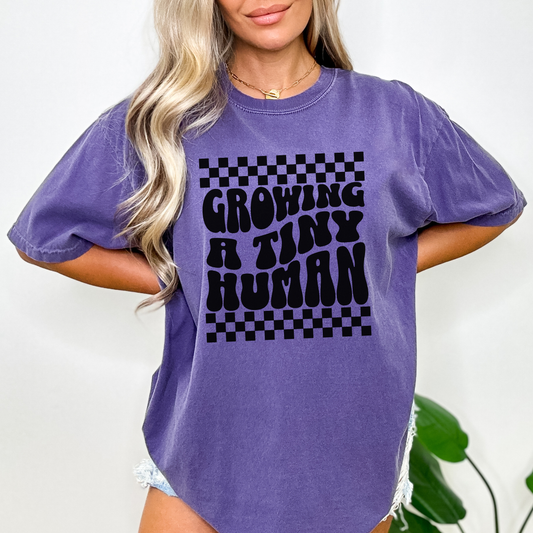 Growing A Tiny Human Maternity-Friendly Comfort Colors Fun Sweet Pregnancy T-shirt