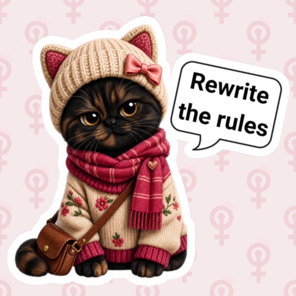 Feminism Activist Inspirational Cute Kitten Sticker, No Glass Ceiling