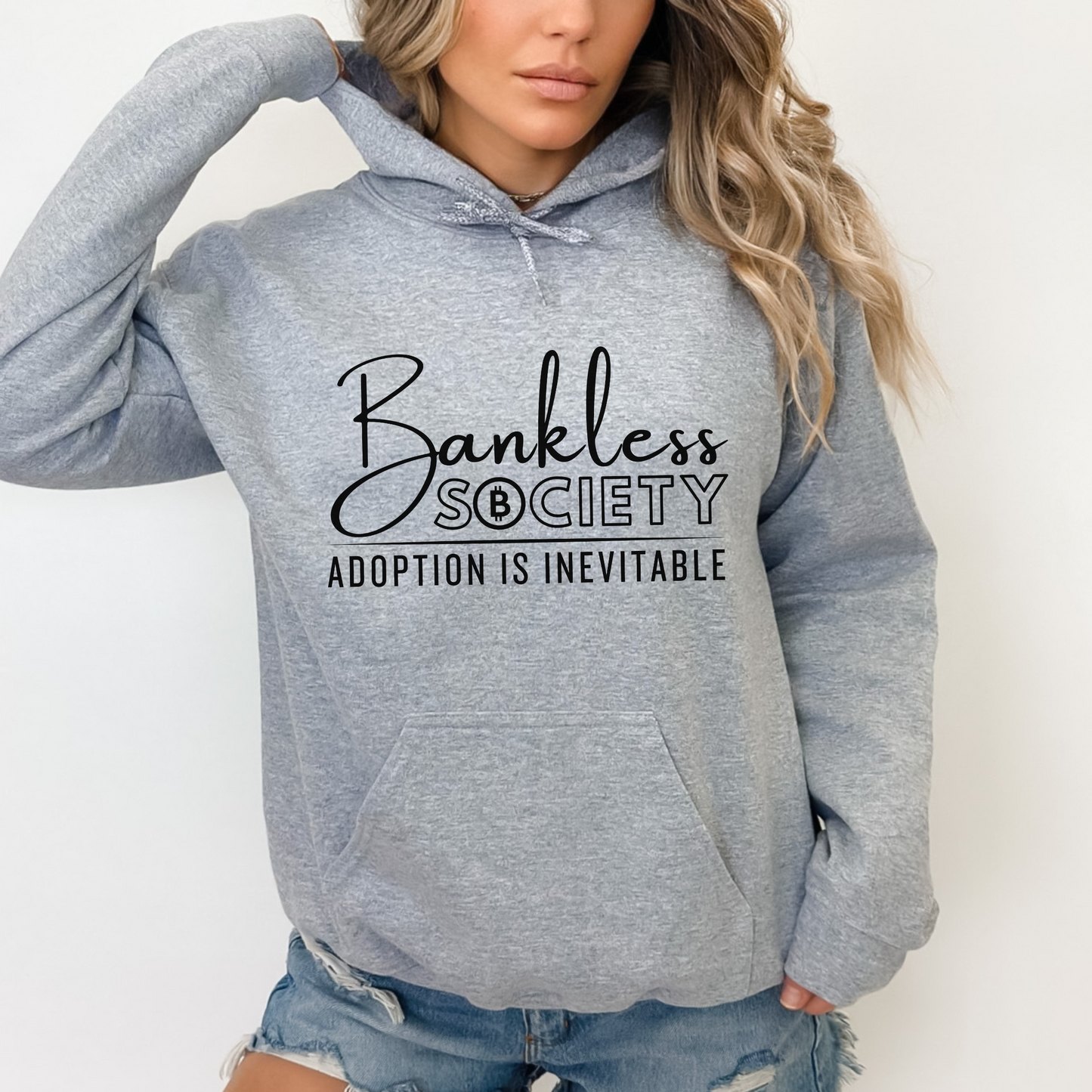 Bankless Society, Adoption is Inevitable Crypto Gildan Hooded Sweatshirt