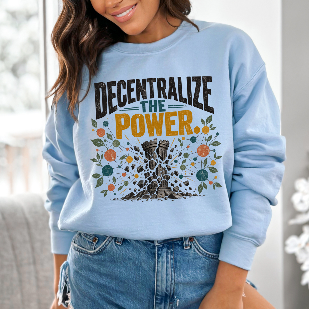 Decentralize the Power Blockchain Crewneck Sweatshirt