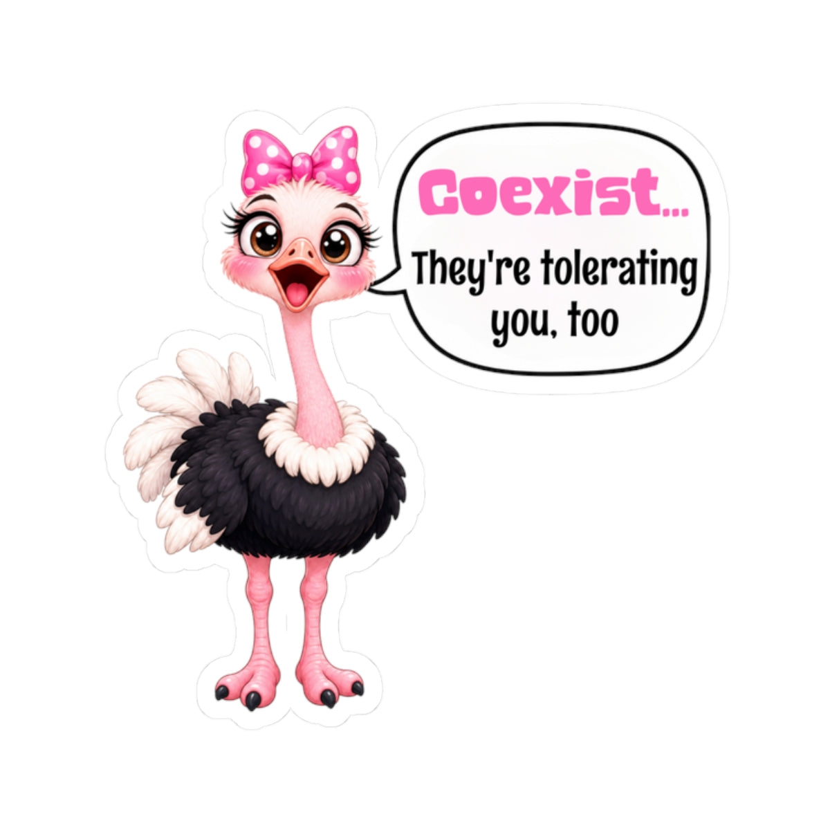 Cute Pink Ostrich Activism Immigrant Diversity Support Sticker