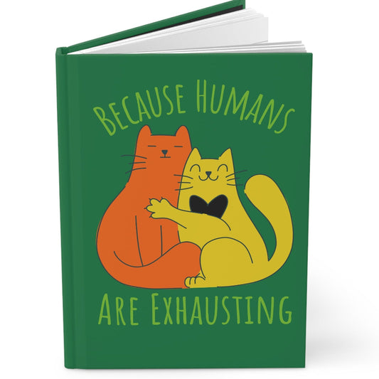 Cats Because Humans Are Exhausting Orange Green Cute Cat Hug Notebook