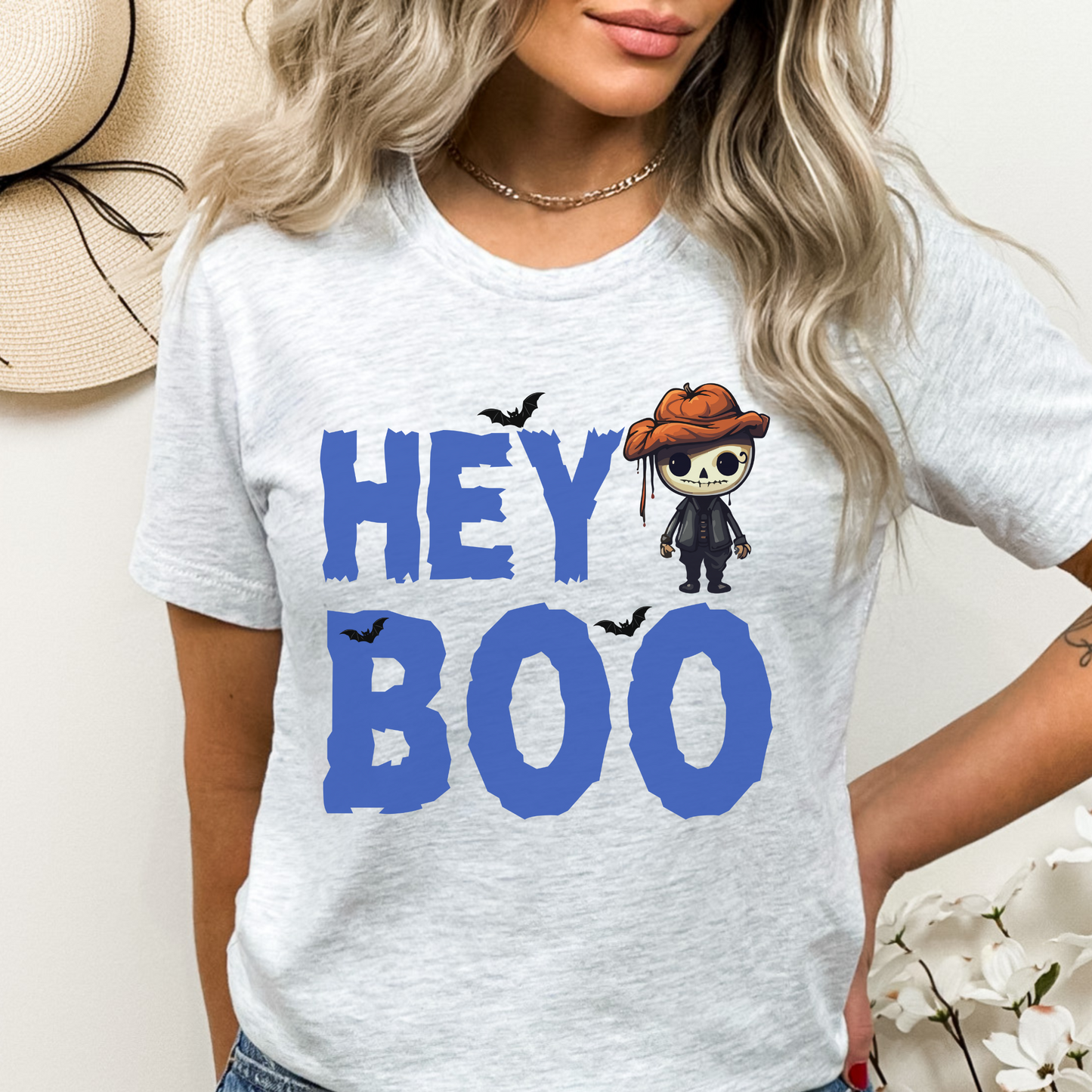 Hey Boo Spooky Halloween Skeleton Fun Tee