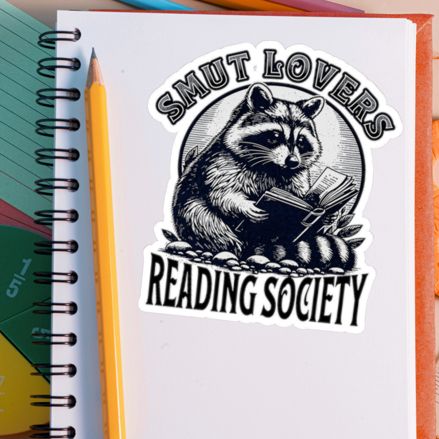 Funny Romance Book Lover Cute Raccoon Reading Society Sticker