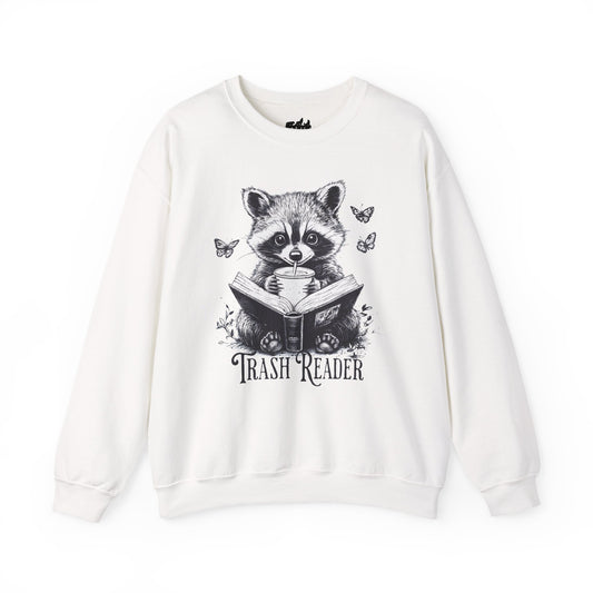 "Trash Reader" — Raccoon Book Lover Sweatshirt