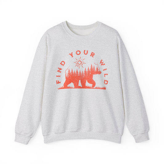 "Find Your Wild" — Bear & Forest Outdoor Crewneck Sweatshirt