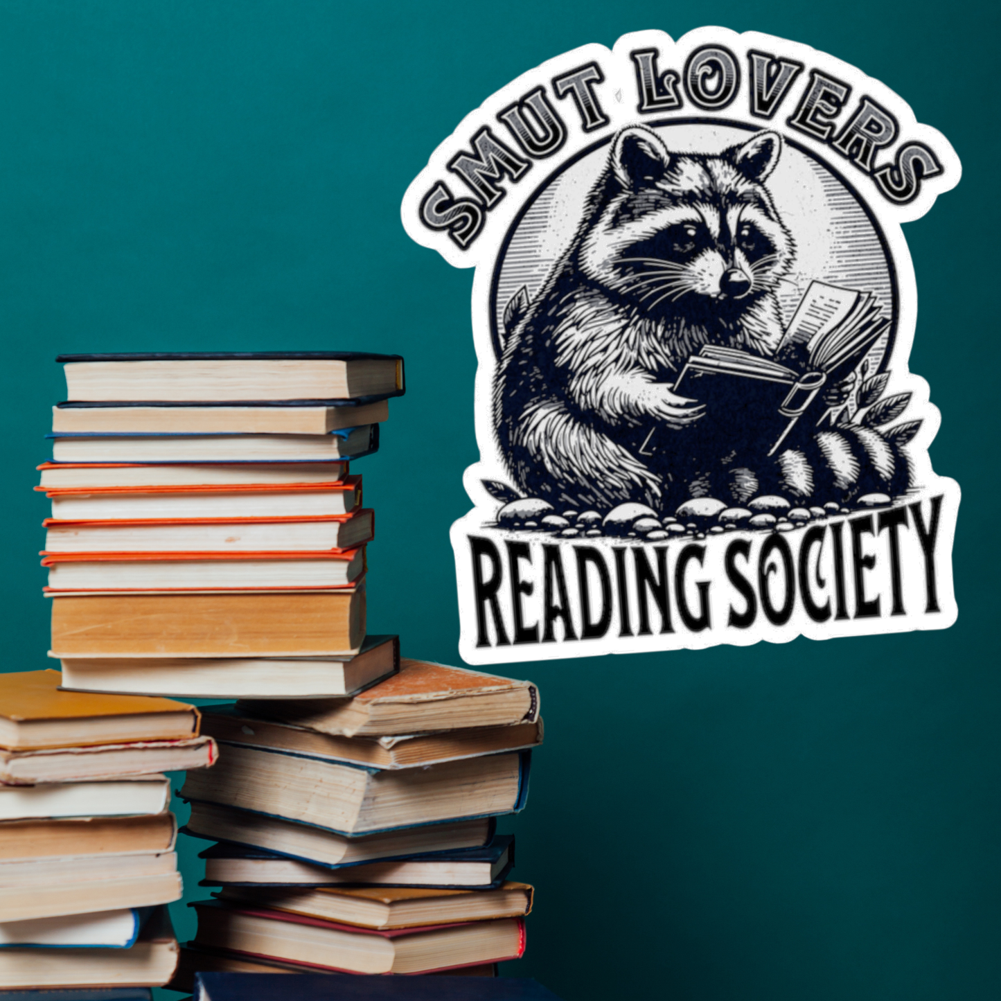 Funny Romance Book Lover Cute Raccoon Reading Society Sticker