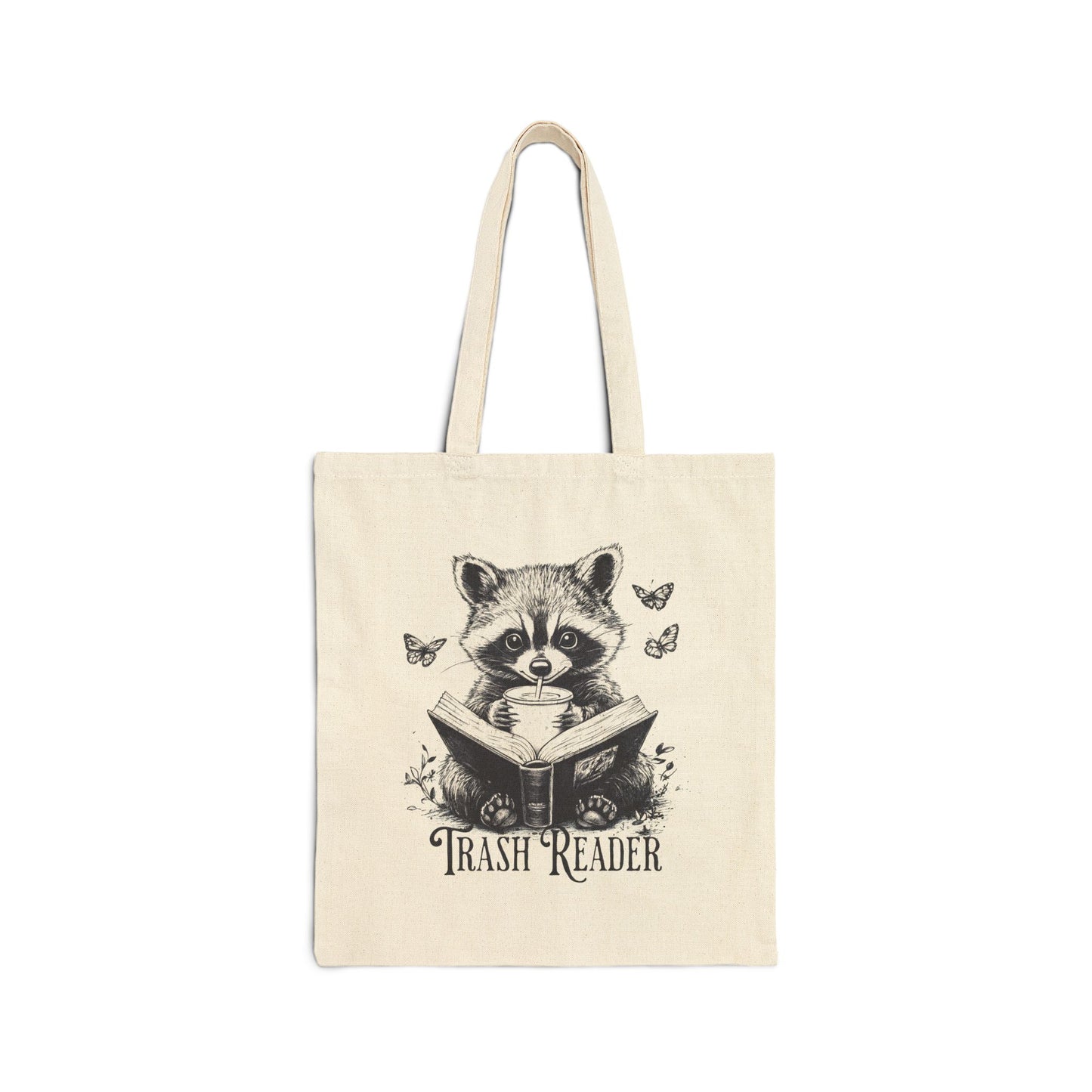 Raccoon Trash Reader Cotton Canvas Tote Bag