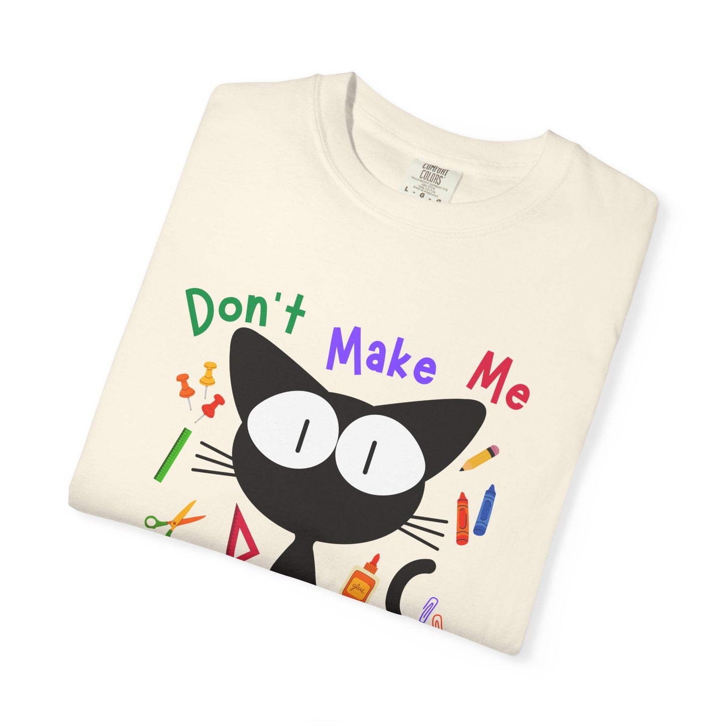 Funny Teacher Quote with Cat Graphic T-shirt, Gift for Aide, Elementary School Casual Friday Tee