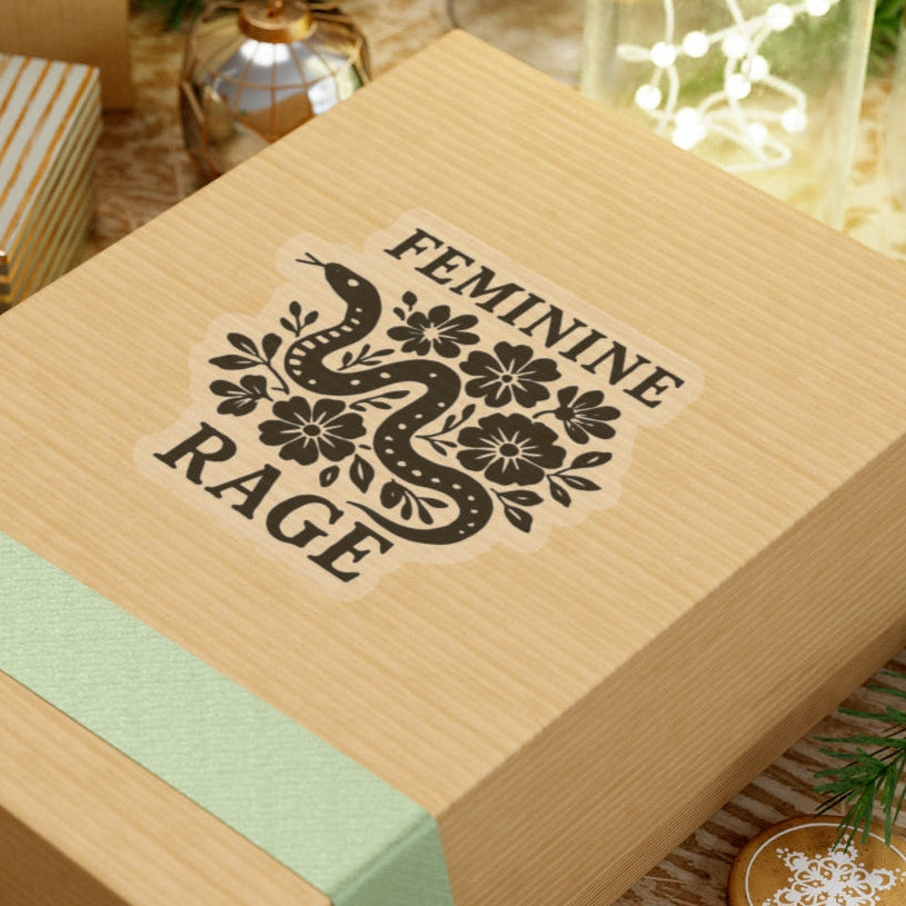 Feminine Rage Kiss-Cut Sticker, Floral Snake Aesthetic, Women's Rights Democrat Activist, Funny Protest Decal Phone Case Tumbler WaterBottle