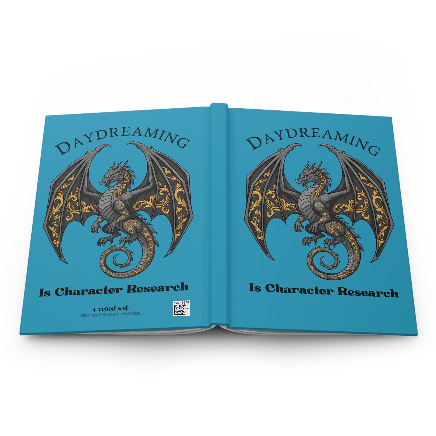 Daydreaming Is Character Research Hardcover Journal — Dragon Fantasy Writing Notebook