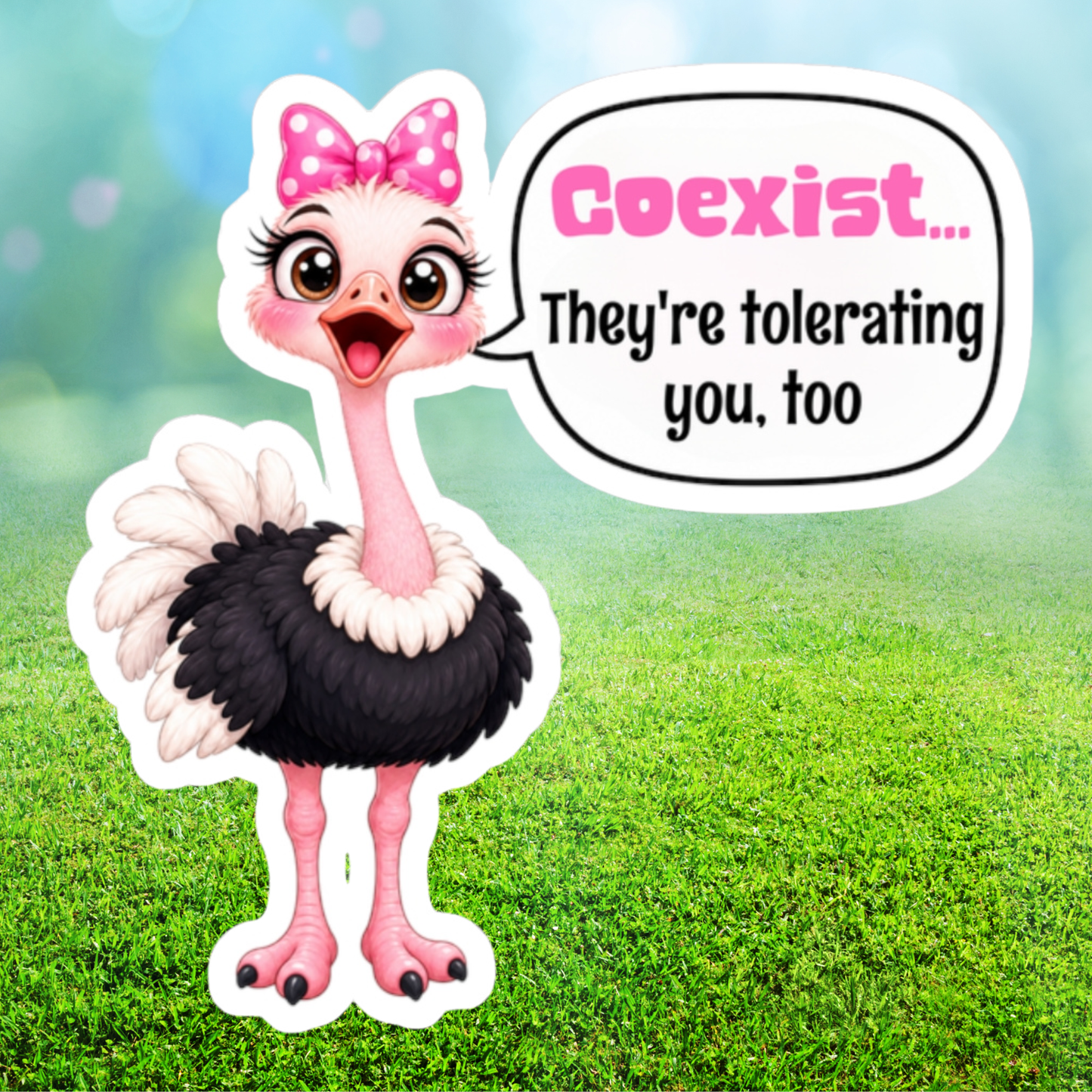 Cute Pink Ostrich Activism Immigrant Diversity Support Sticker
