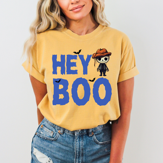 Hey Boo Halloween Scarecrow Graphic Comfort Colors T-Shirt