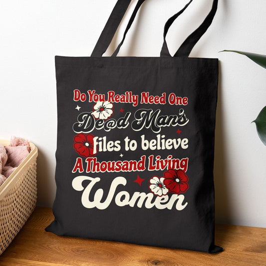 Feminist Justice for Victims Tote Bag, Support Epstein Survivors Awareness Gift, Women's Rights Activist