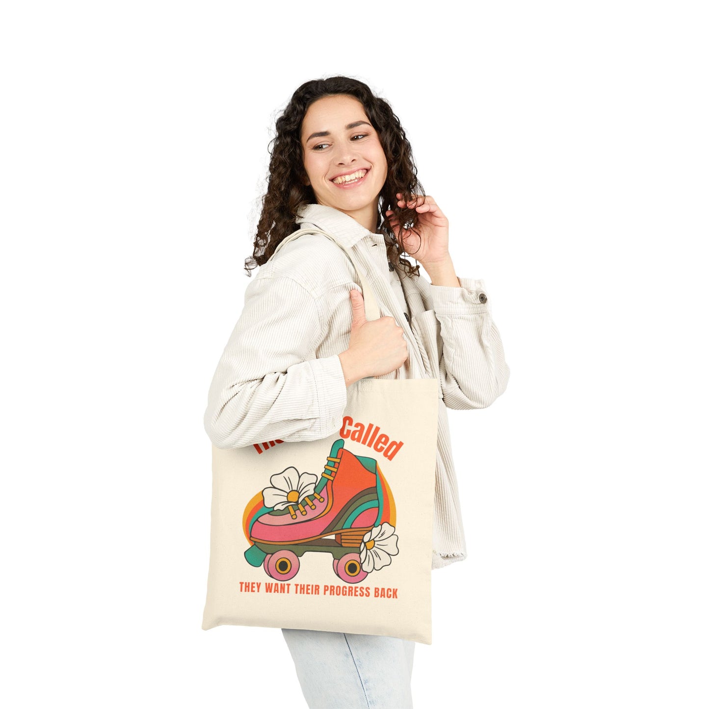 Politically Progressive Retro Feminist Roller Skate Tote Bag