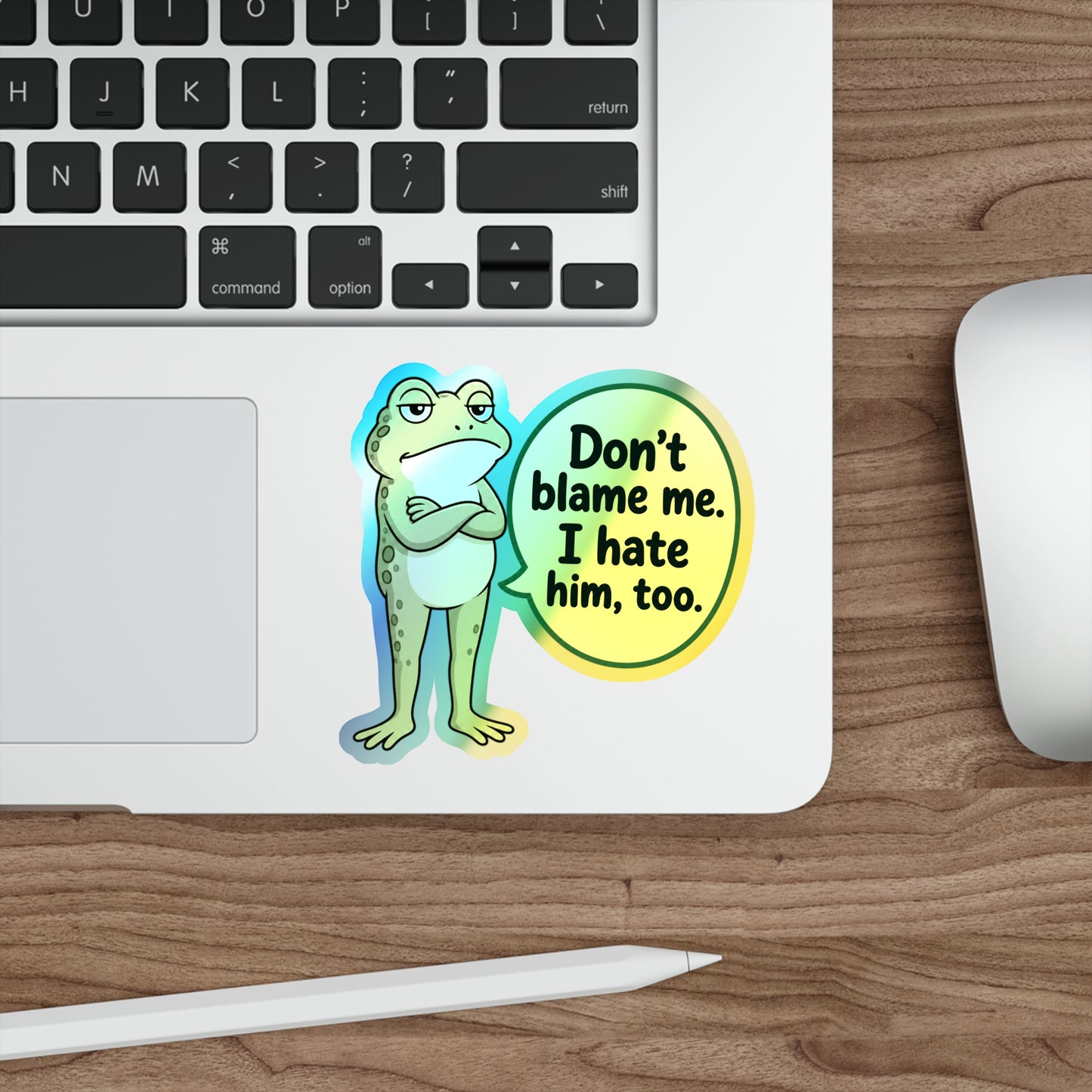 Grumpy Frog Political Quote Holographic Sticker, Funny Anti Trump Don't Blame Me Decal Protest Humor Democrat Group Favor Liberal Toad
