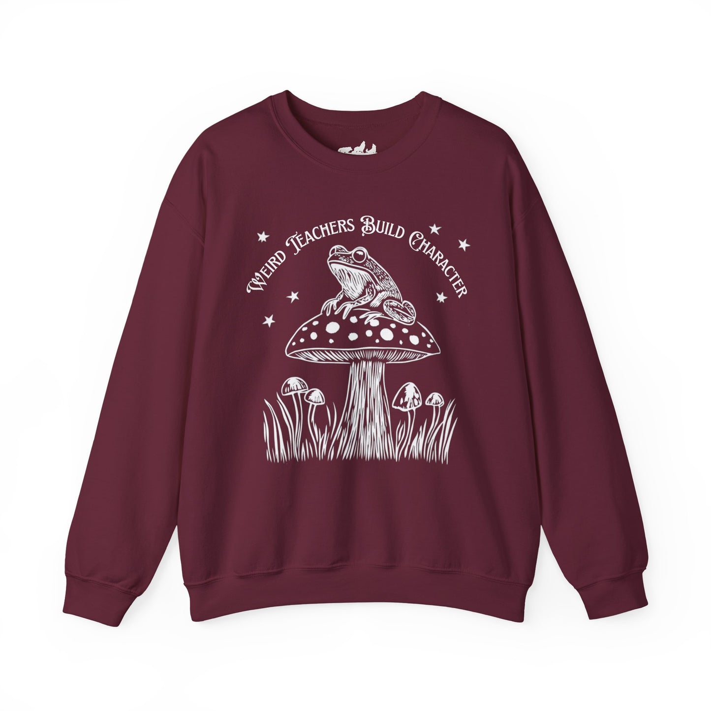 Weird Teachers Build Character Frog Lily Pad Gildan Sweatshirt