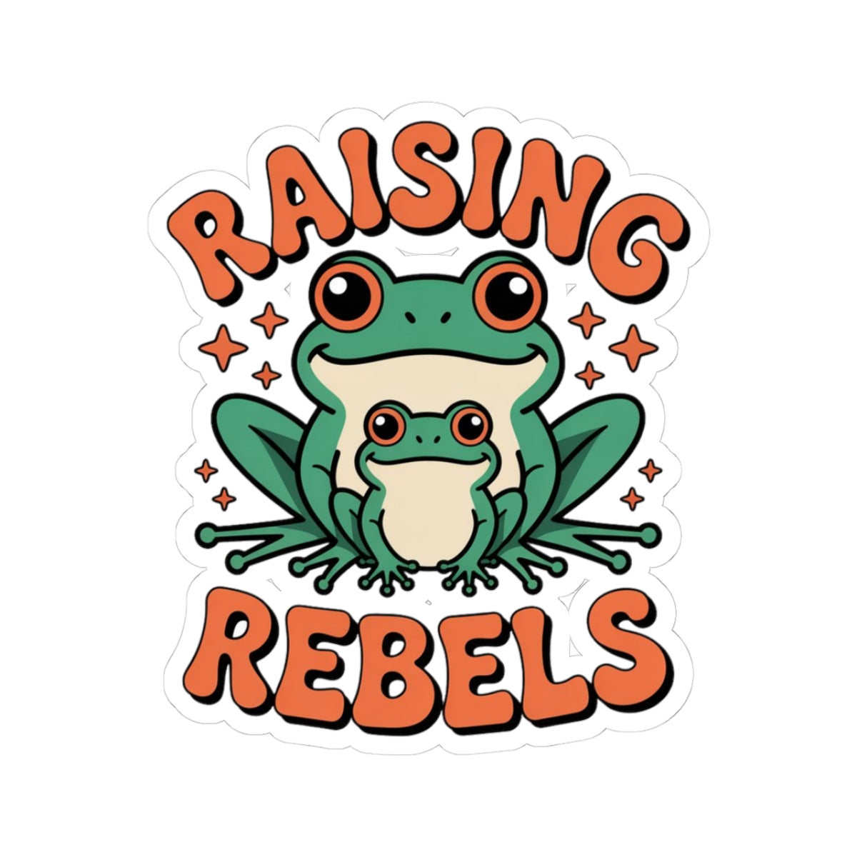 Raising Rebels Frog Vinyl Kiss-Cut Sticker, Feminist Rage Activist Group Favors, Girl Mom Gift, Phone Case Water Bottle Decal