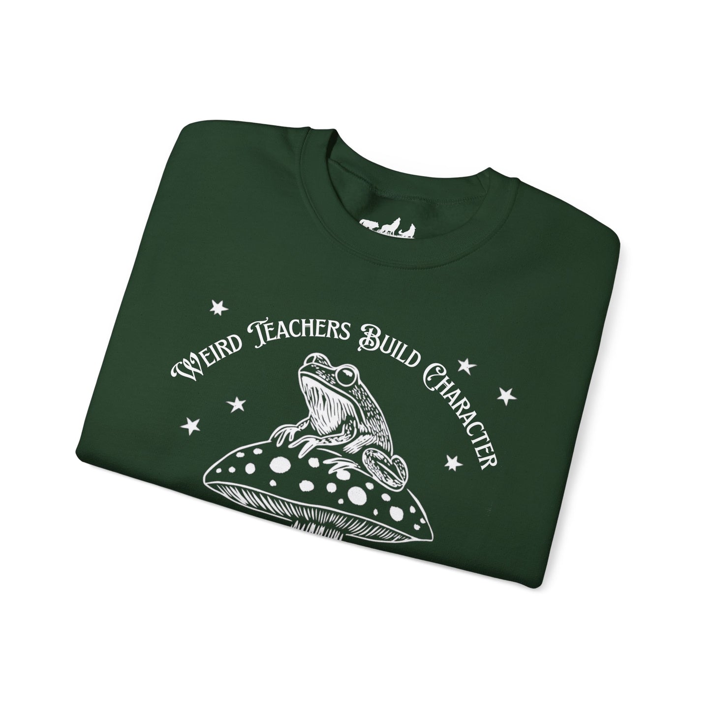 Weird Teachers Build Character Frog Lily Pad Gildan Sweatshirt