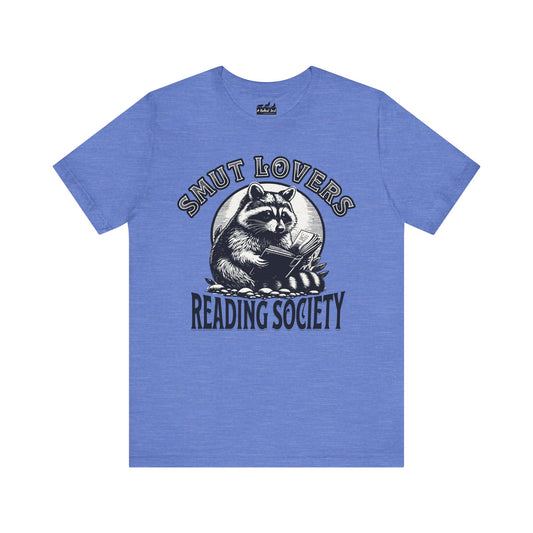 "Smut Lovers Reading Society" — Retro Raccoon Bookworm Tee