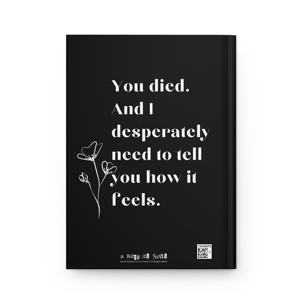 Grief Hardcover Journal, Black Sympathy Notebook