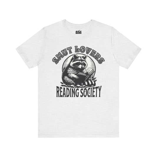 "Smut Lovers Reading Society" — Retro Raccoon Bookworm Tee