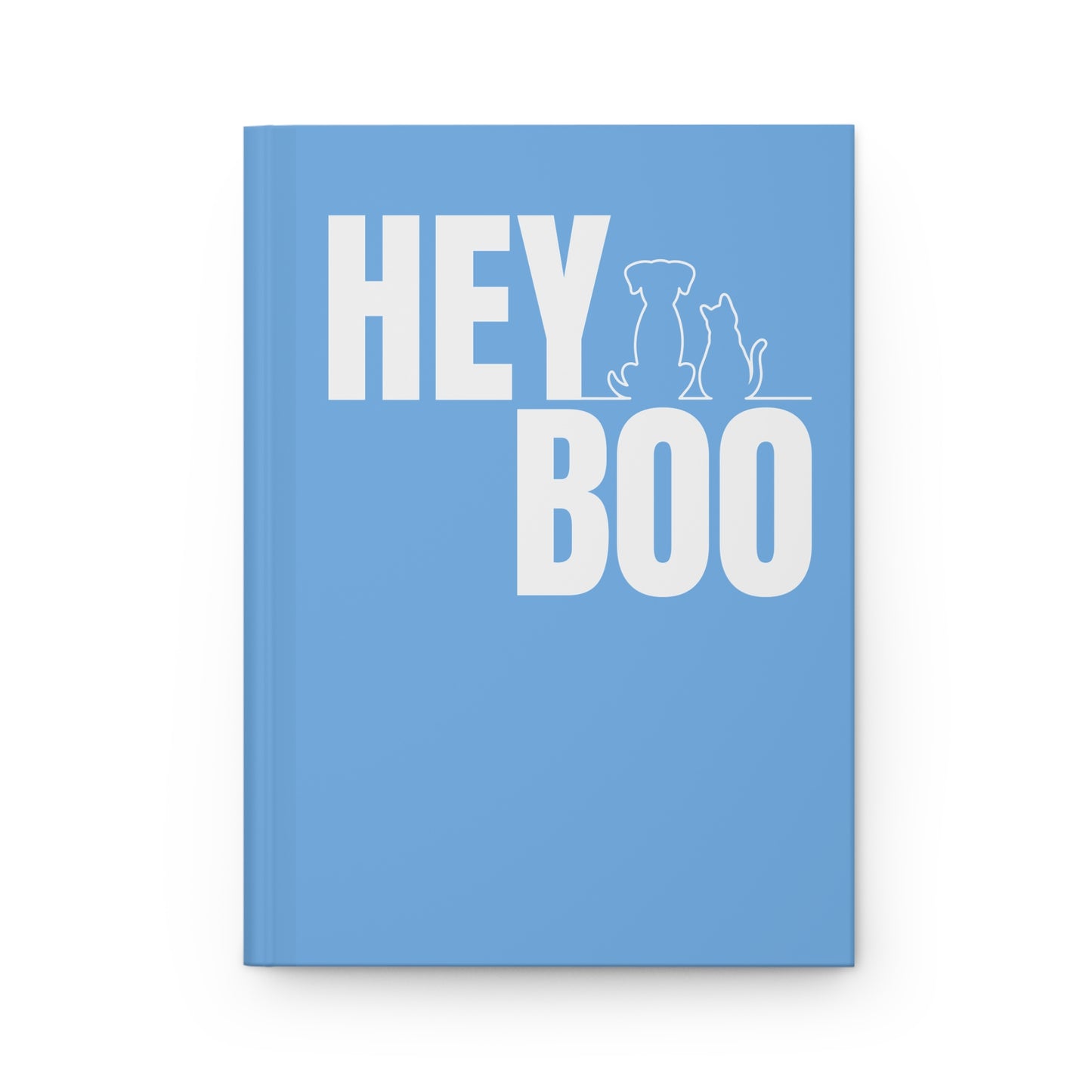HEY BOO Pet-Themed Hardcover Journal — Cute Dog & Cat Silhouette Notebook