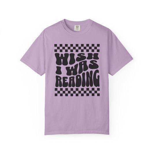 "Wish I Was Reading" — Retro Groovy Book Lover Tee