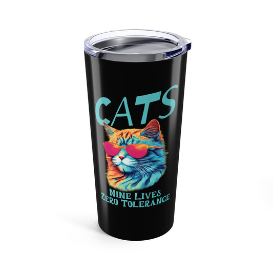 Cats Nine Lives Zero Tolerance Colorful Cat 20 oz Tumbler