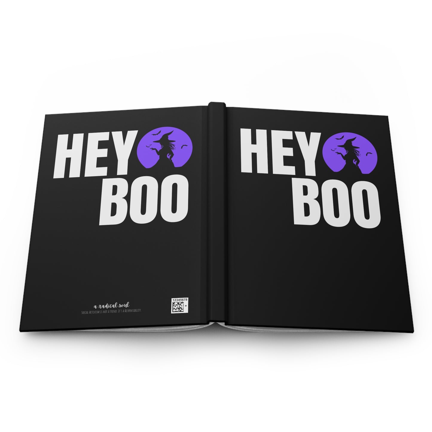 Hey Boo Witchy-Themed Hardcover Blank Lined Hardcover Journal
