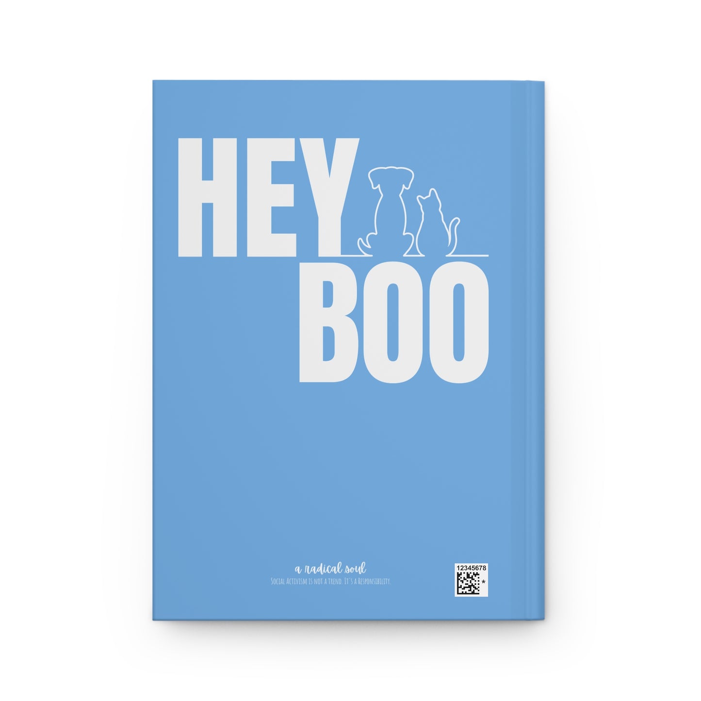 HEY BOO Pet-Themed Hardcover Journal — Cute Dog & Cat Silhouette Notebook