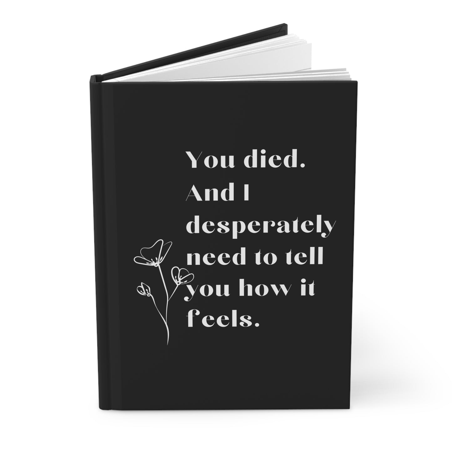 Grief Hardcover Journal, Black Sympathy Notebook with Blank Lined Perforated Pages