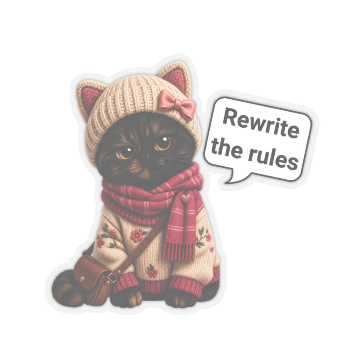 Feminism Activist Inspirational Cute Kitten Sticker, No Glass Ceiling