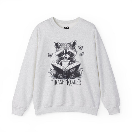 "Trash Reader" — Raccoon Book Lover Sweatshirt