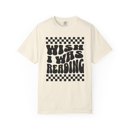 "Wish I Was Reading" — Retro Groovy Book Lover Tee