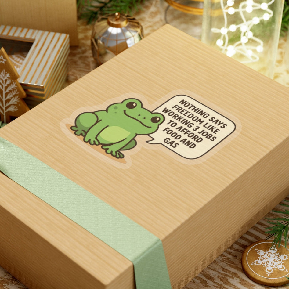 Funny Cute Frog Inflation Sticker, Sarcastic Anti Trump Quote Decal, Water Bottle Phone Case School Meme Protest Political Group Favor Gift