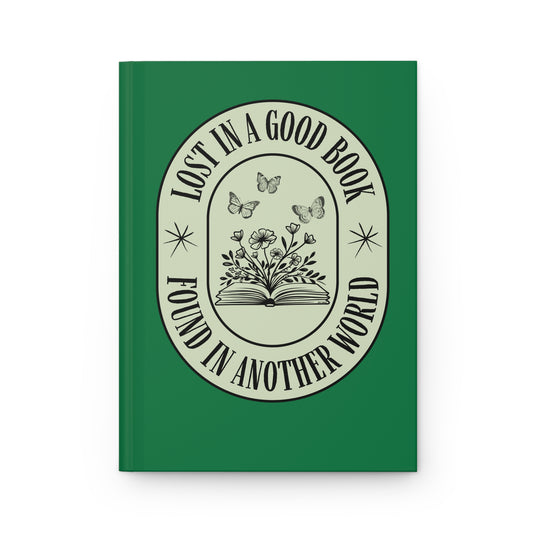 Lost in a Good Book, Found in Another World Book Lover Hardcover Notebook