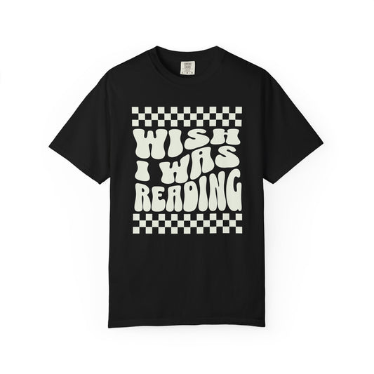 "Wish I Was Reading" — Retro Groovy Book Lover Tee