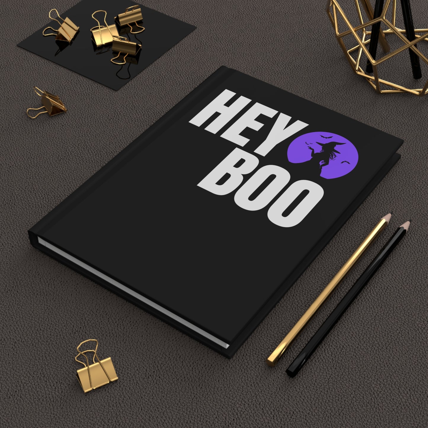 Hey Boo Witchy-Themed Hardcover Blank Lined Hardcover Journal