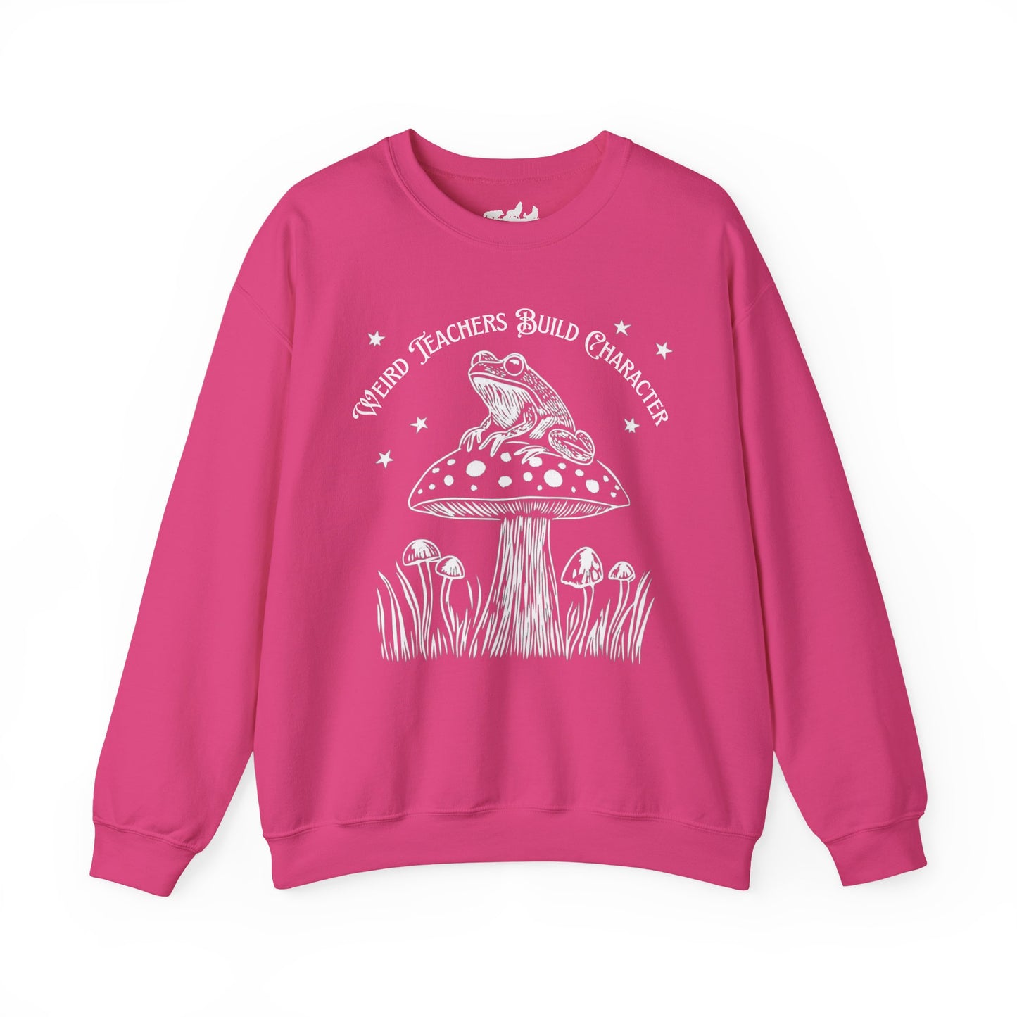 Weird Teachers Build Character Frog Lily Pad Gildan Sweatshirt