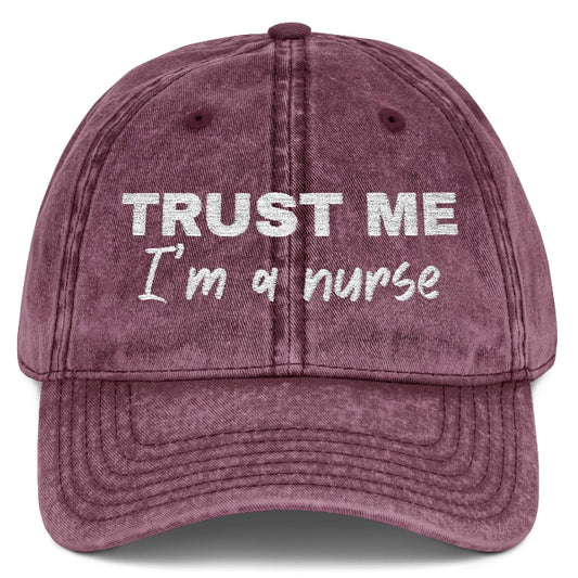 "Trust Me, I'm a Nurse" — Personalized Vintage Embroidered Nurse Cap