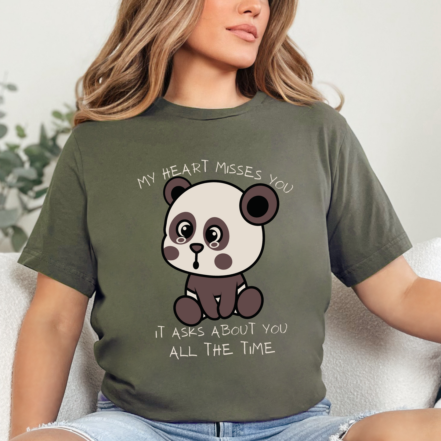 My Heart Misses You Adorable Bear Graphic Grief T-Shirt