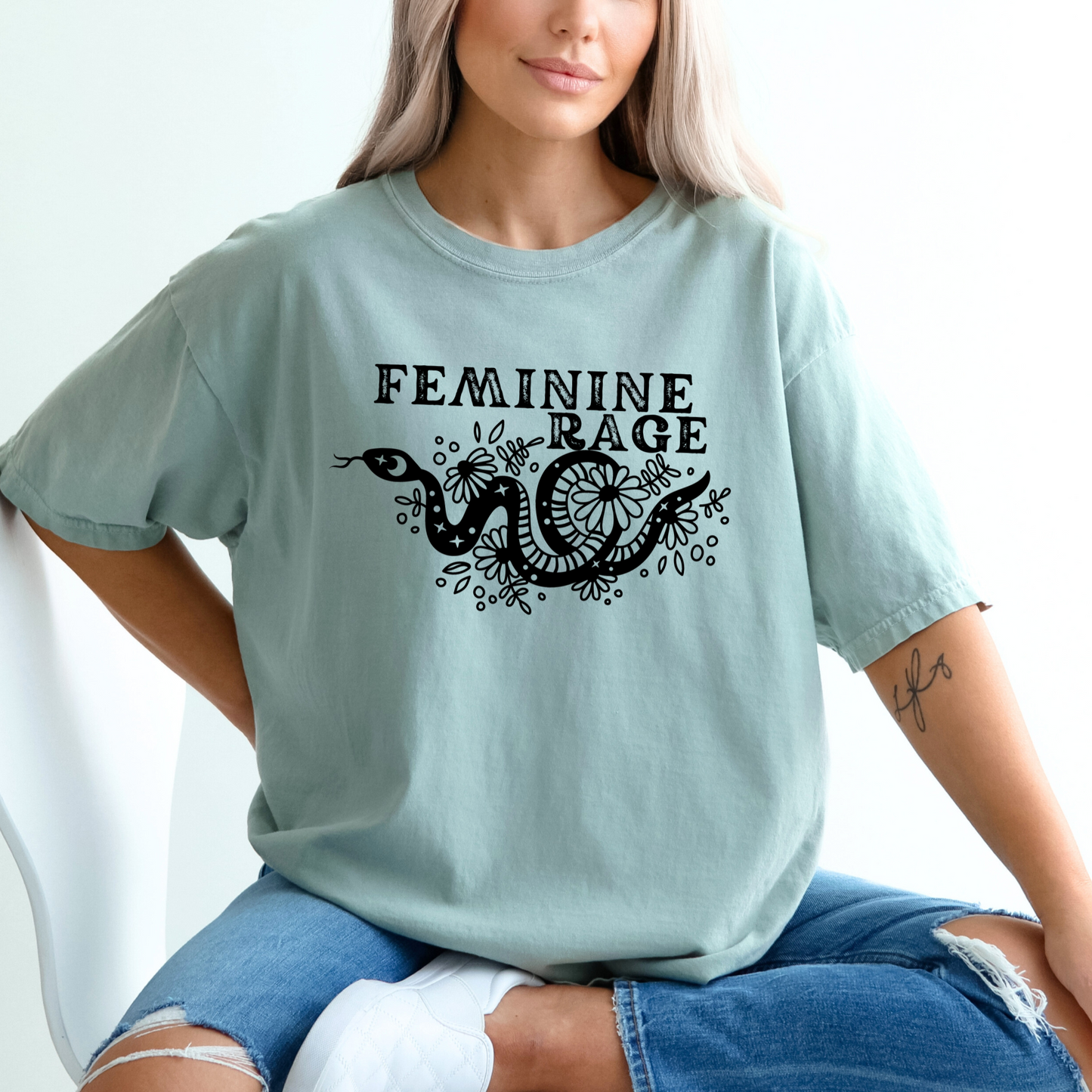 Feminine Rage Snake Theme Comfort Colors T-Shirt
