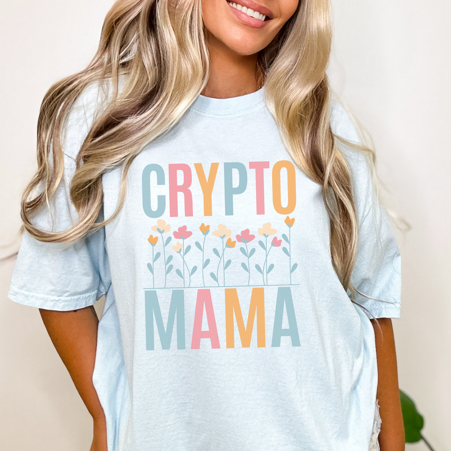 Crypto Mama Floral T-Shirt, Mother-to-be Gift, Maternity-Friendly Top